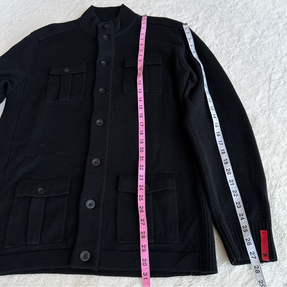 Massif NWOT Wool Black Military Knit Pockets Cardigan XL - Picture 6 of 15